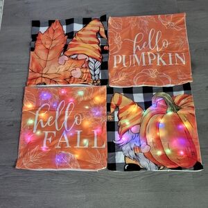 Light Up Fall Holiday Cushion Covers. New. See Video